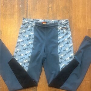Kerrits Kids Blue and Black Horse Pattern Leggings/ Breeches LIKE NEW